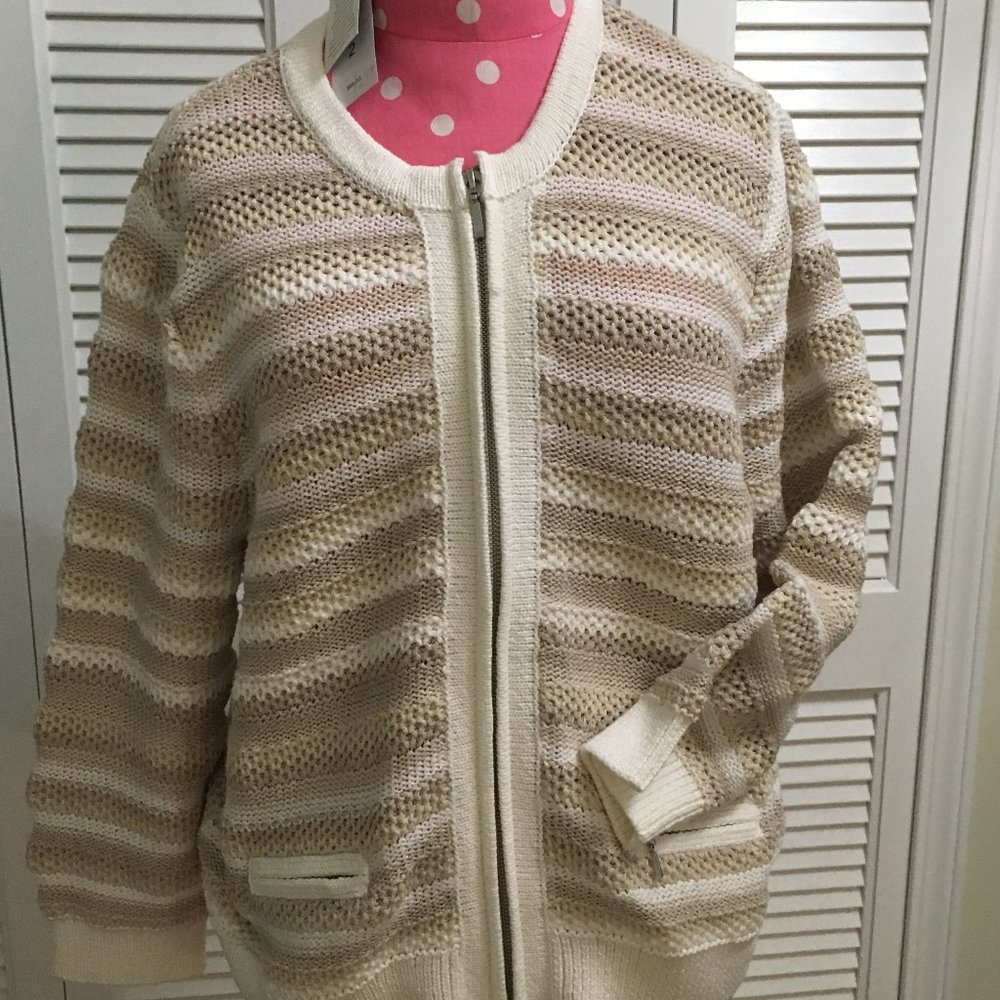 Chico's Striped Tan Cardigan, NWT